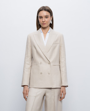 Peserico Бежевий двобортний жакет з льону A0119902606