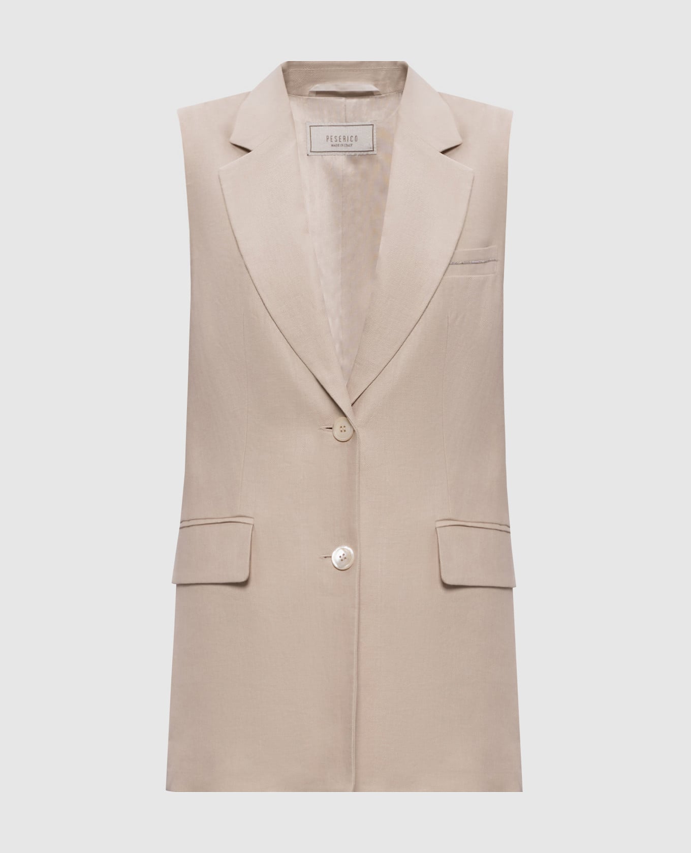 Бежевый жилет из льна