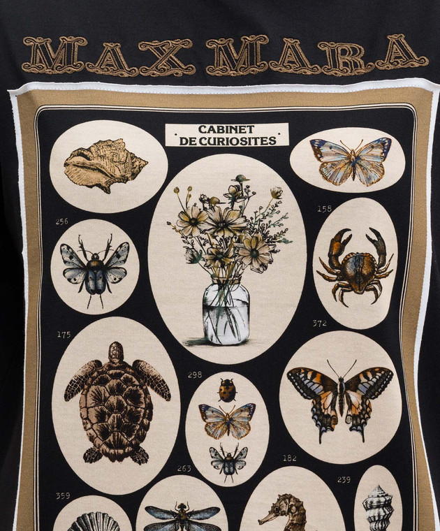 Max Mara Черная футболка SPADINO с принтом MXMSPADINO изображение 5