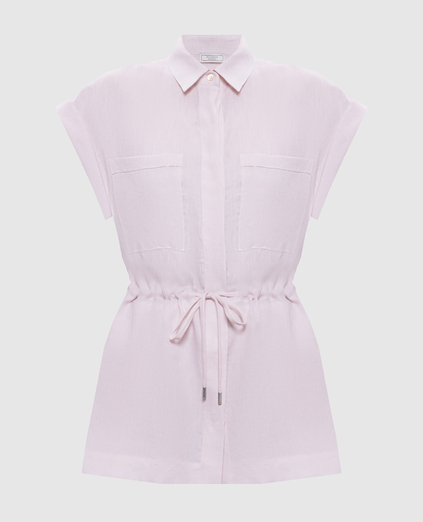 Рожева сорочка з льону з ланцюжком моніль