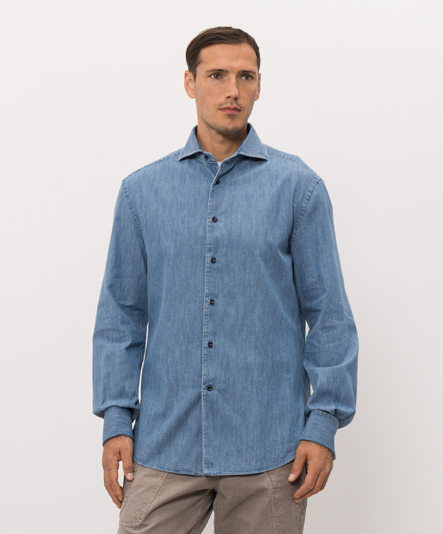 Brunello Cucinelli Синя джинсова сорочка MH192S1898 зображення 3