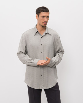 Balmain Сіра сорочка у візерунок монограми GH1HS555VI74