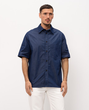 Givenchy Синя сорочка з вишивкою логотипа BM617Q517D