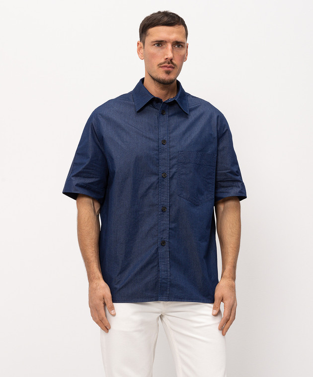Givenchy Синя сорочка з вишивкою логотипа BM617Q517D зображення 3