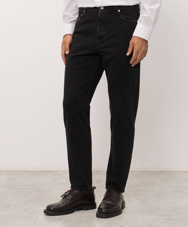 Brunello Cucinelli Черные джинсы с прорехами M237PO2060 изображение 3