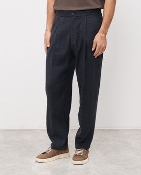 Herno Сині штани з льоном PT000202U17155S