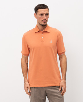Brunello Cucinelli Оранжевое поло с принтом эмблемы ME8548788