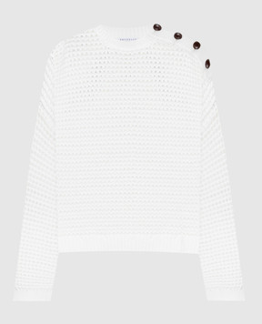 Brunello Cucinelli Белый ажурный джемпер M89302610