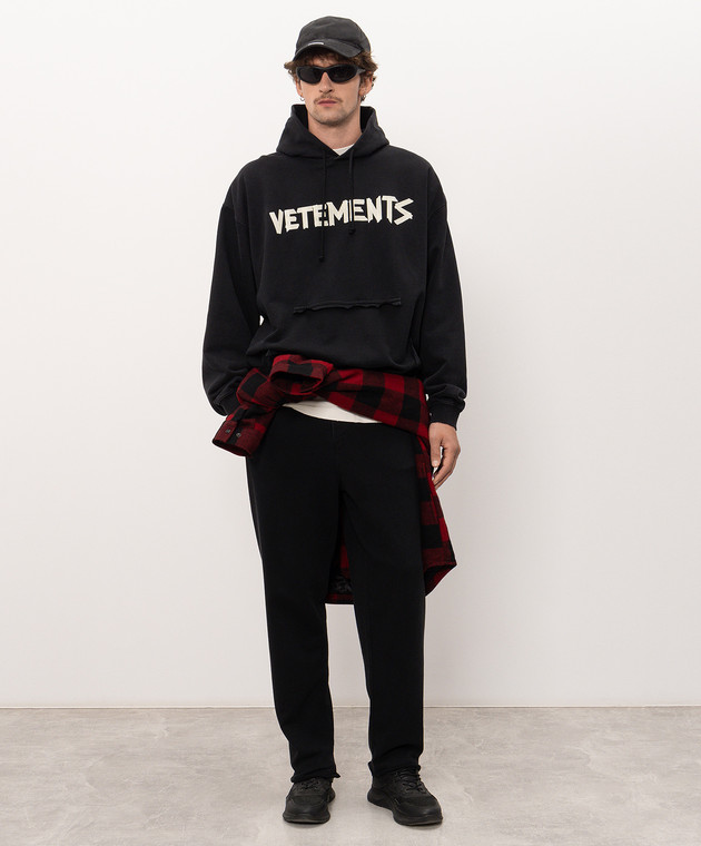 Vetements Черные худи с принтом логотипа MH27HD149Bm изображение 2