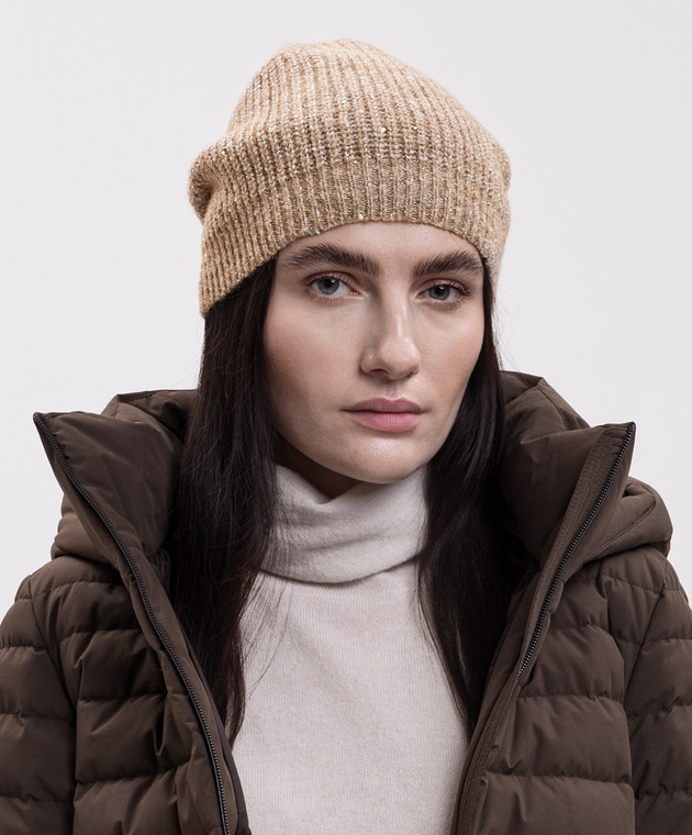 Peserico Коричнева шапка з вовною альпаки та шовком S36228F05B9202 зображення 2