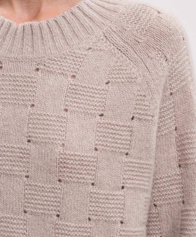 Allude Бежевий светр з кашеміру та шовку у візерунок 26577021 зображення 5