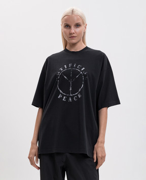 Vetements Чорна футболка з принтом MH27TR189Bw