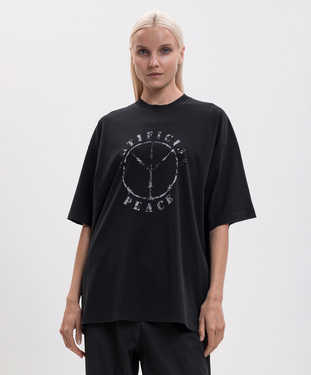 Vetements Чорна футболка з принтом MH27TR189Bw зображення 3