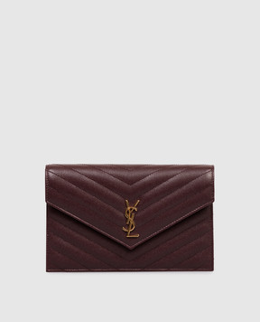 Saint Laurent Бордовая кожаная сумка Cassandre 862439AAGY5