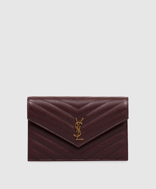 Saint Laurent Бордовая кожаная сумка Cassandre 862439AAGY5