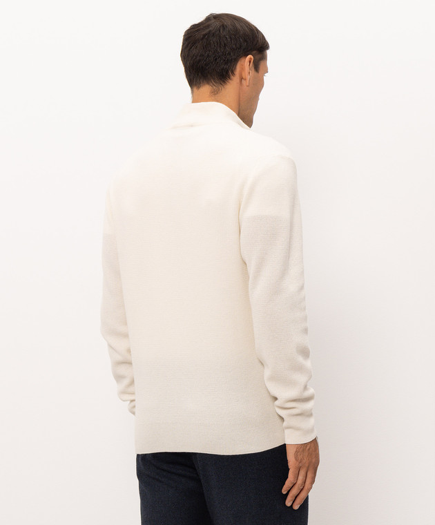Canali Кардиган з кашеміру кольору айворі MK02546C0022 зображення 4