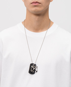 Off-White Сріблястий ланцюжок з підвіскою Arrow та жетоном OMOB15CC99MET001