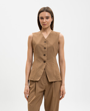 Marco Pescarolo Коричневый жилет Trenta из шерсти и шелка TRENTAD5314