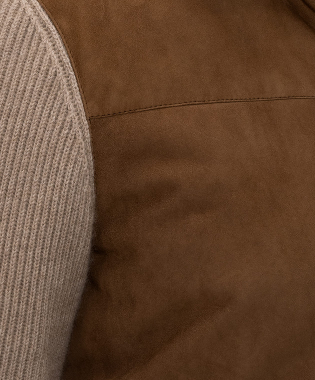 Brunello Cucinelli Коричневая комбинированная куртка MPCLF2053 изображение 5
