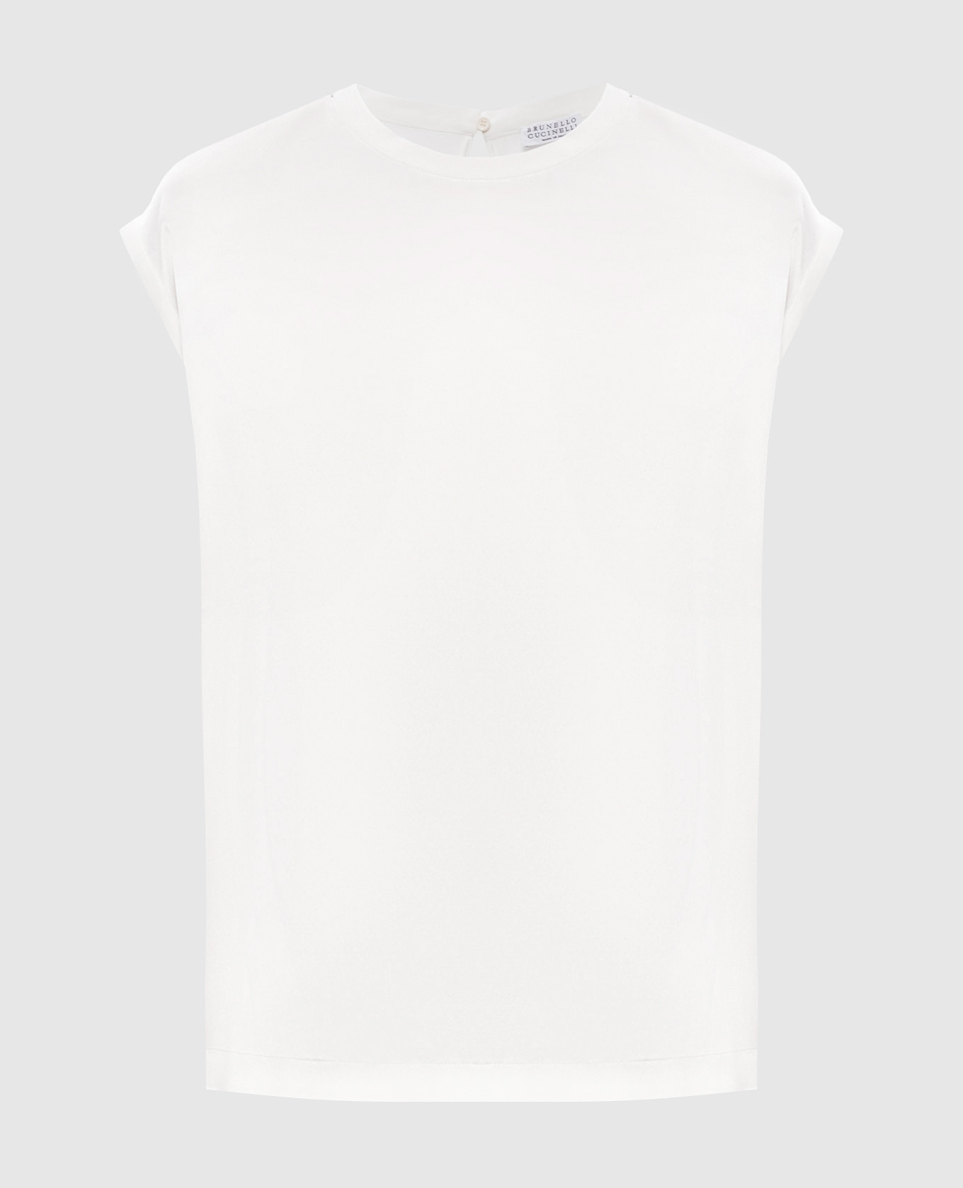 Белый топ из шелка с цепочкой мониль