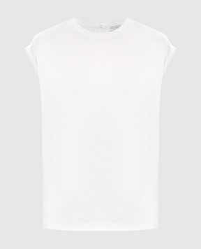 Brunello Cucinelli Белый топ из шелка с цепочкой мониль M0C59EH500