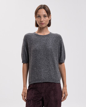Allude Серый топ из кашемира и шелка с пайетками 26577103