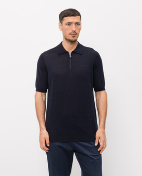 Cashmere&Whiskey Темно-синє поло з льону та шовку MU9892314520R