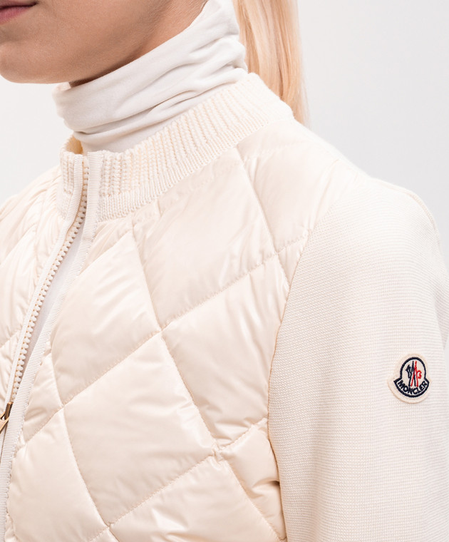 Moncler Комбинированная куртка цвета айвори с нашивкой логотипа L20939B00004M1113 изображение 5