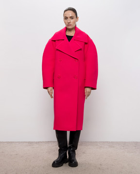 Balenciaga Розовое двубортное пальто из шерсти A009LVTUU16