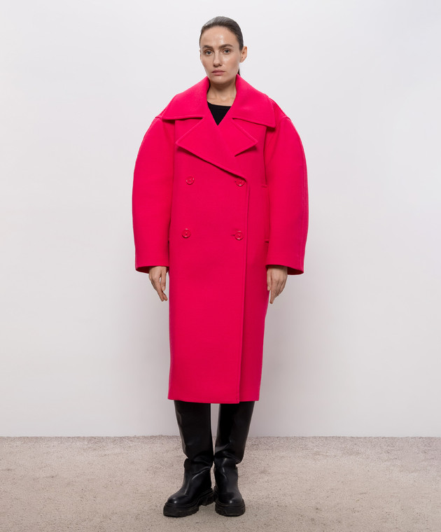 Balenciaga Розовое двубортное пальто из шерсти A009LVTUU16 изображение 3