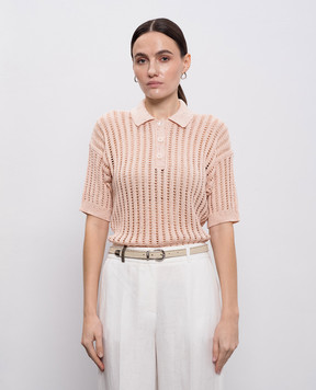 Peserico Рожеве ажурне поло з паєтками A99081F0509110