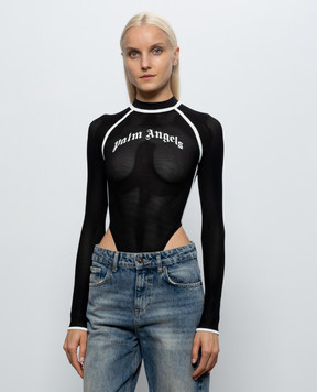 Palm Angels Чорне боді з принтом логотипа PAWDD001FB0011003
