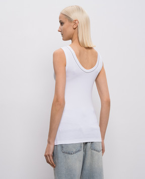 Brunello Cucinelli Белый топ в рубчике с цепочкой мониль M0TC8BJ312