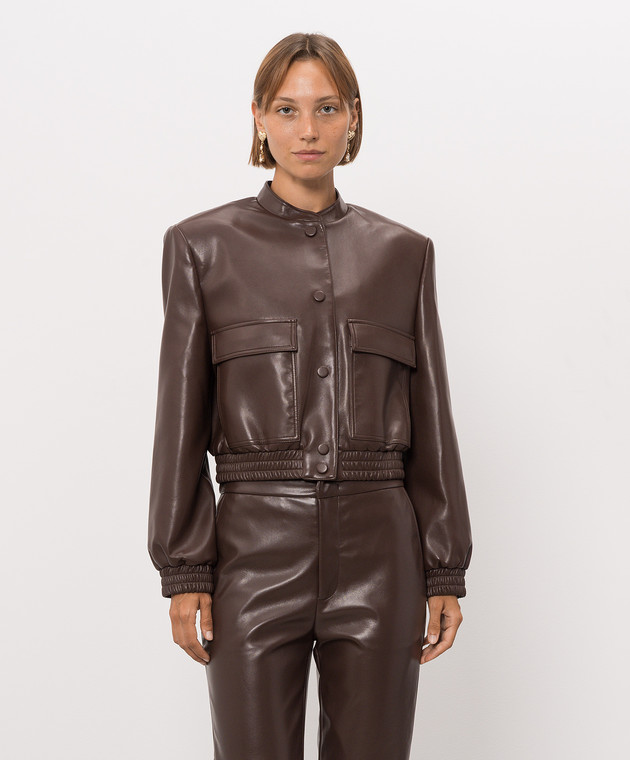 Twinset Коричневая куртка с фактурным логотипом 262TP2052 изображение 3
