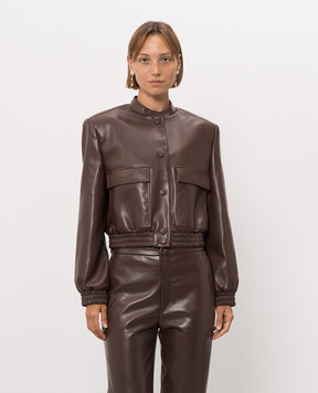 Twinset Коричневая куртка с фактурным логотипом 262TP2052