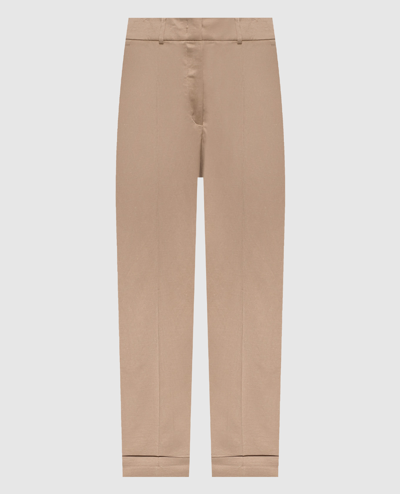 Бежевые брюки с льном