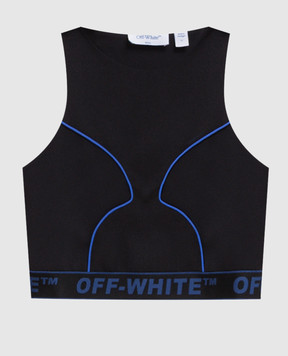 Off-White Чорний топ з візерунком логотипа 2FA00362T