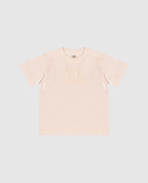 C.P. Company Бежева футболка з вишивкою логотипа CNM00QLAA1748