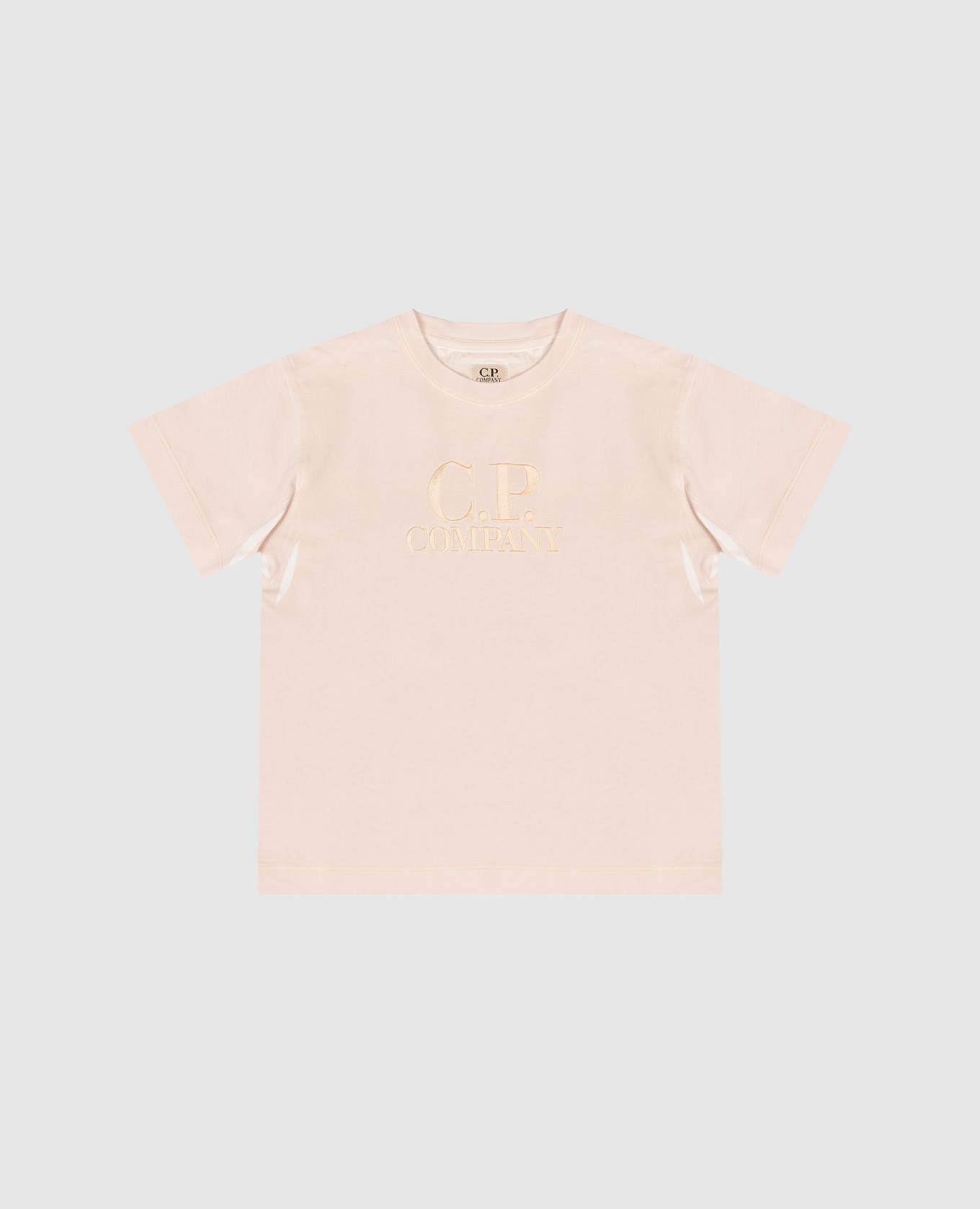 Бежевая футболка с вышивкой логотипа