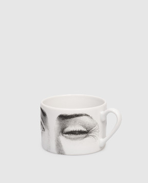 Fornasetti Білий порцеляновий набір для чаю Tema e Variazioni L'antipatico з чашки та блюдця P39X304