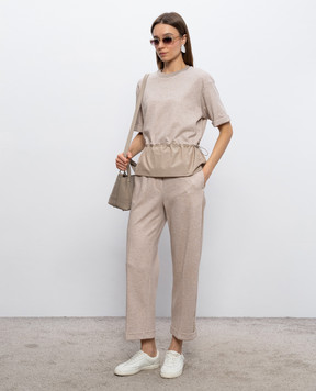 Peserico Бежевая меланжевая футболка с цепочкой мониль S06433J05667A