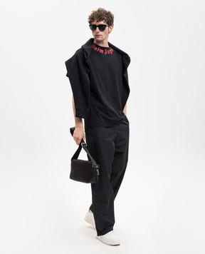 Palm Angels Черная футболка с контрастным логотипом PMAA109S26JER008