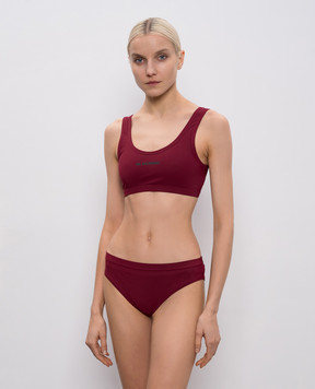 Jil Sander Бордовый лиф от купальника с логотипом J40BR0006J20011