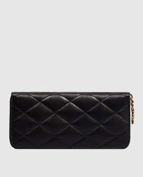 Saint Laurent Черный кожаный кошелек с геометрической стежкой 862485AAANG