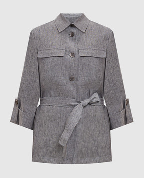 Peserico Сіра сорочка з льону з поясом S01225A02629
