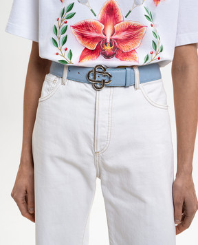 Casablanca Голубой кожаный ремень с эмблемой CC ASP26ACC27102W