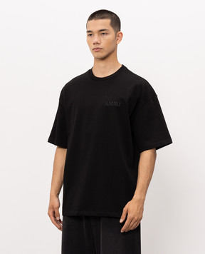 AMIRI Чорна футболка з фактурною вишивкою логотипа AMJYTE1061