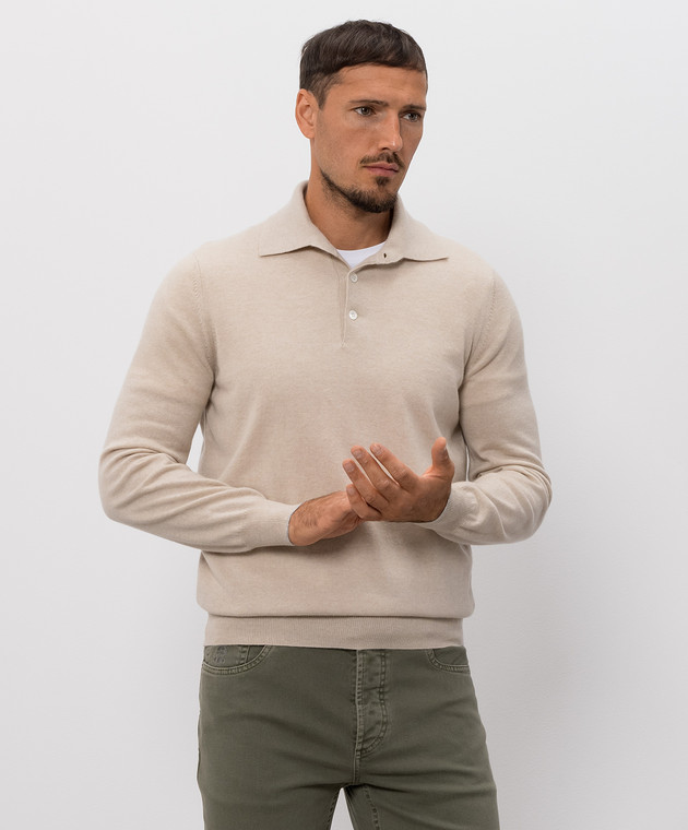 Brunello Cucinelli Бежевое поло из кашемира M2200295 изображение 3