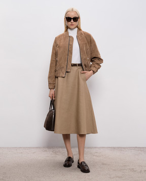 Agnona Бежева спідниця міді з льоном і шовком TG1101YU2108