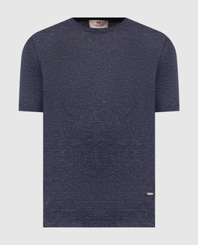 Enrico Mandelli Синяя футболка с кашемиром, шелком и коноплями 3K004A6025